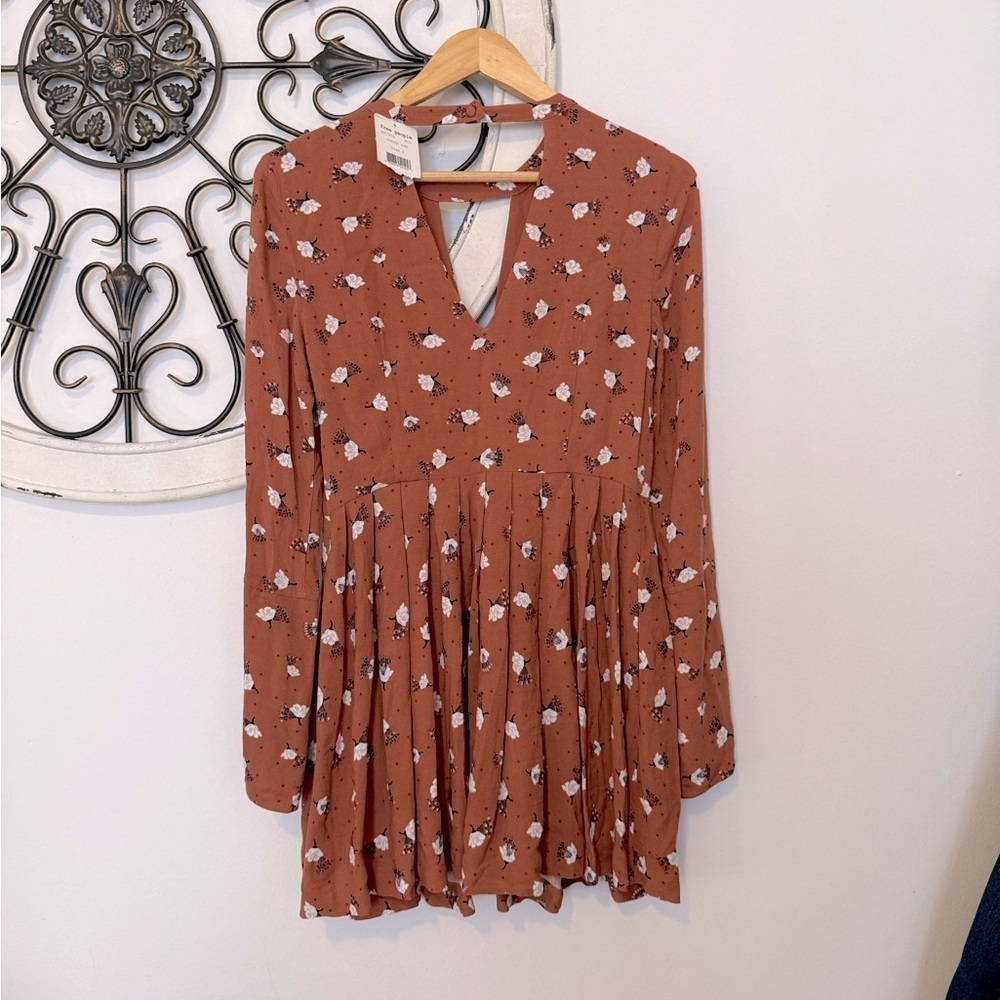 nwt Free People Printed Bohemian Tegan Mini Dress in Rust Floral size 4 Small - Picture 4 of 7